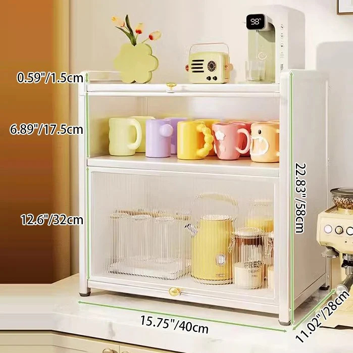 Modern Minimalist Rectangular Carbon Steel Acrylic Desktop Storage Shelf 3-Tier For Study & Bedroom