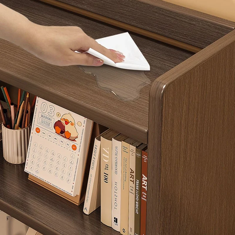 Contemporary Scandinavian Rectangular Veneered Plywood Desktop Storage Shelf 3-Tier For Study & Bedroom
