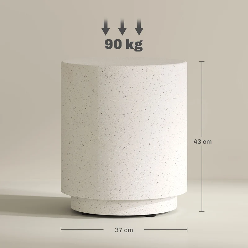 Mesa Lateral com Aparência de Betão 37 cm x 37 cm x 43 cm Pó mineral inorgânico Cinzento