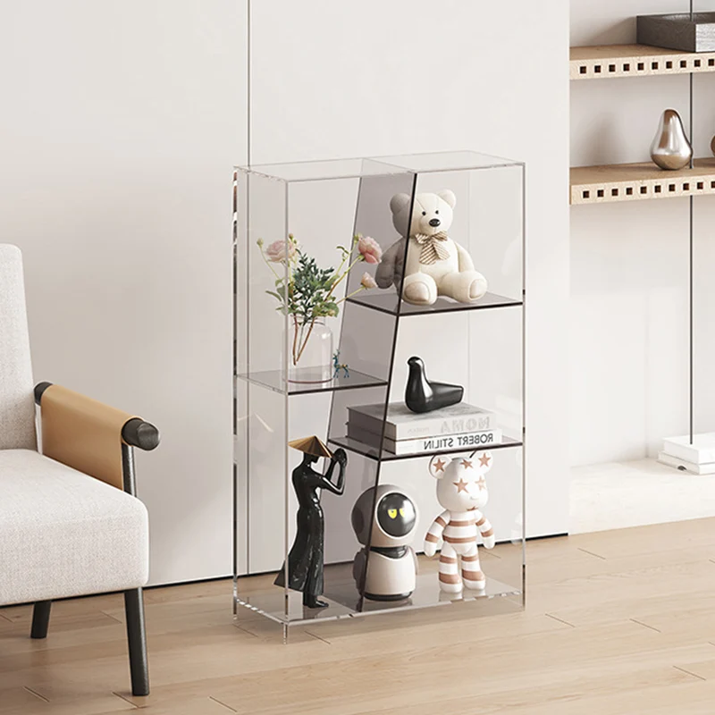 Modern Luxury Rectangular Acrylic Storage Bookshelf 3/4-Tier For Living Room & Bedroom