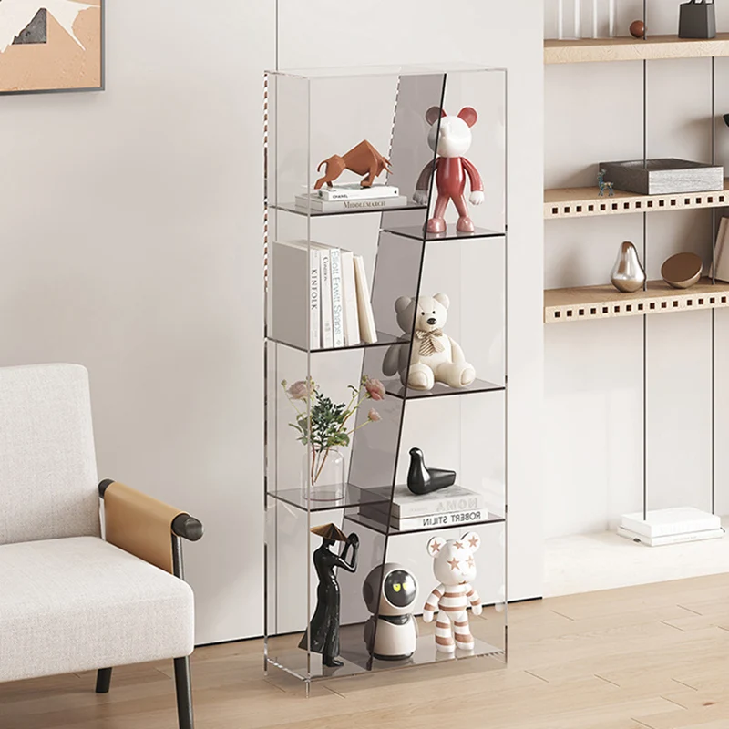 Modern Luxury Rectangular Acrylic Storage Bookshelf 3/4-Tier For Living Room & Bedroom