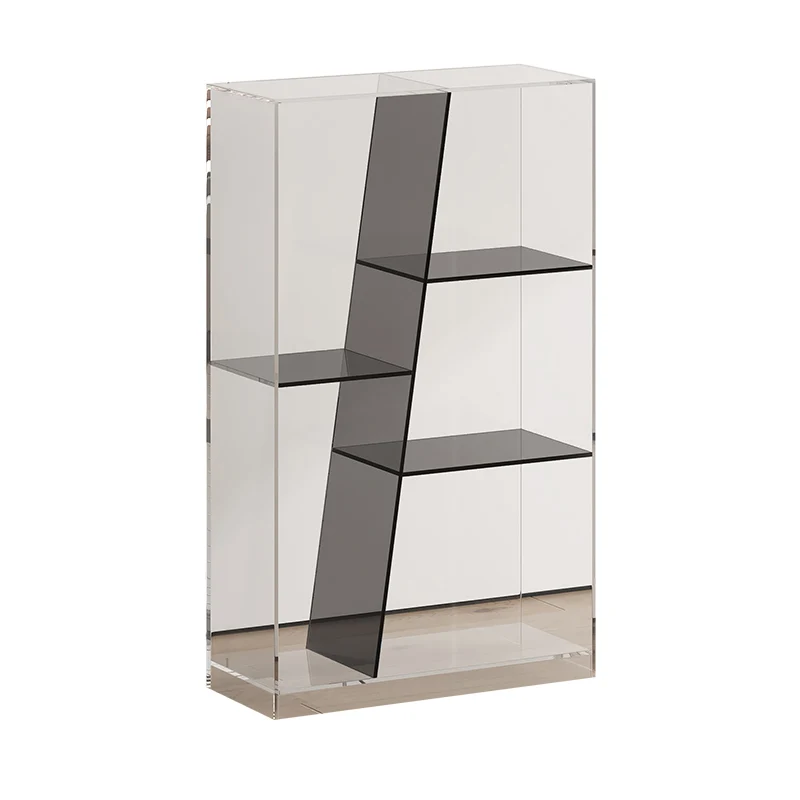 Modern Luxury Rectangular Acrylic Storage Bookshelf 3/4-Tier For Living Room & Bedroom