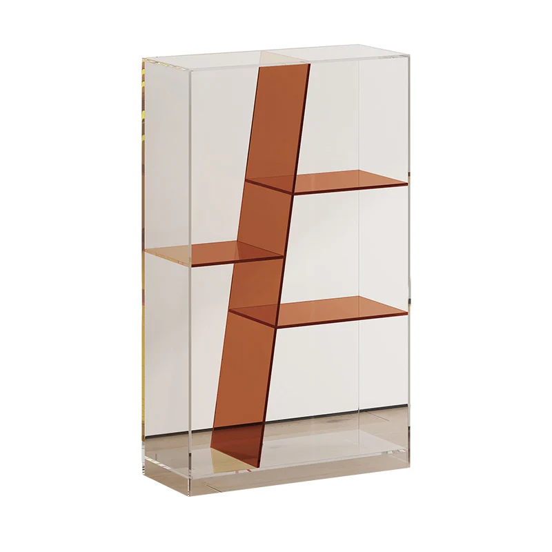 Modern Luxury Rectangular Acrylic Storage Bookshelf 3/4-Tier For Living Room & Bedroom