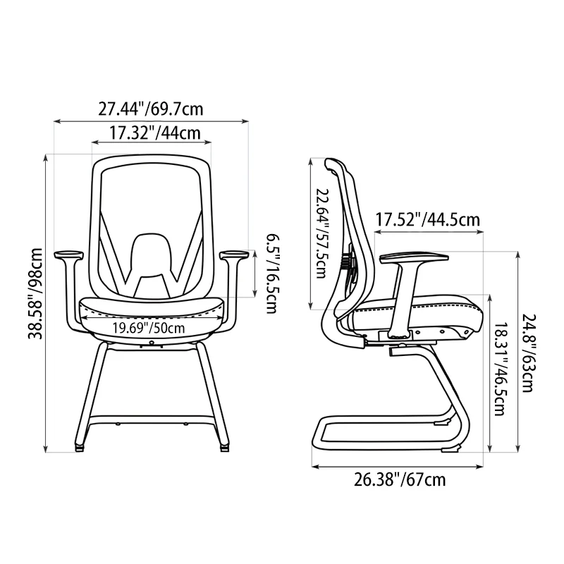 Sleek Minimalist Bow Reception Chair - Breathable Mesh Pressure-Relief Cushion High-Resilience Sponge Desk Chair For Home Office