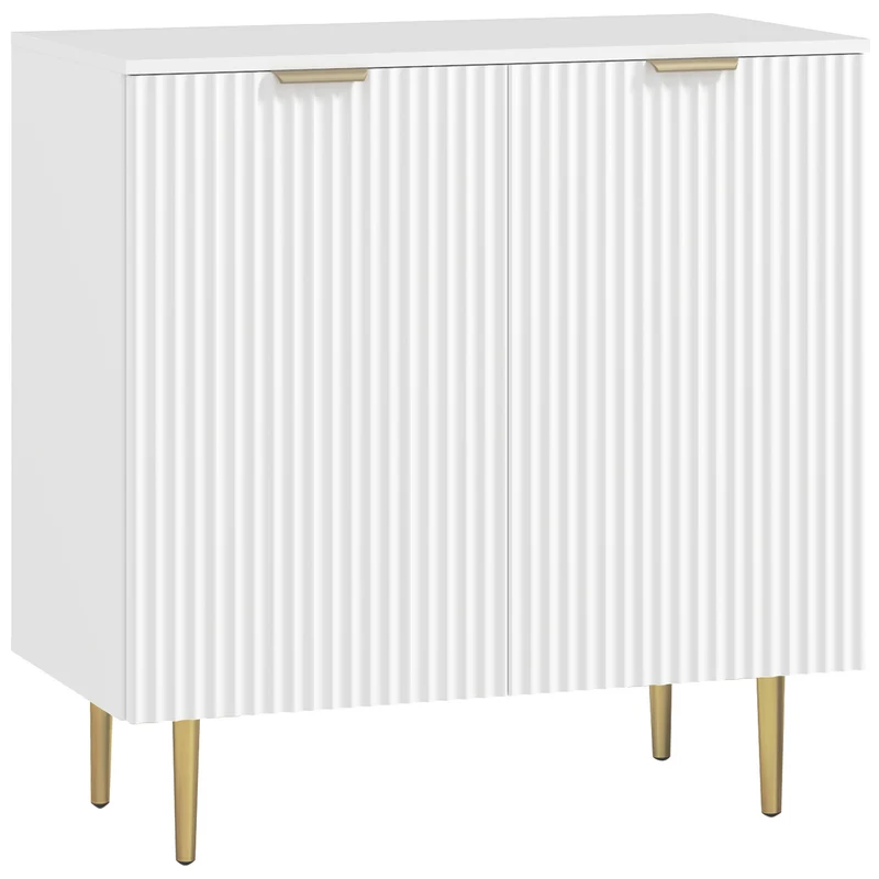 Aparador de Cozinha Móvel de Armazenamento com 2 Portas Prateleira Ajustável Pés Metálicos Elevados 80x40x80 cm Branco