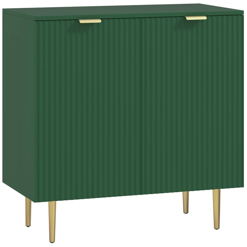 Aparador para Sala 2 Portas com Prateleira Regulável e Pés Metálicos 80x40x80 cm Verde-Oliva