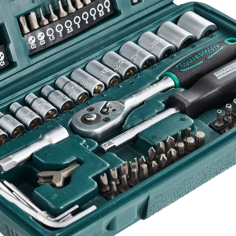 Brüder Mannesmann Steckschlüssel- & Bitsatz 130-teilig – Werkzeugkoffer mit Ratsche, Stecknüssen und 100 Bits