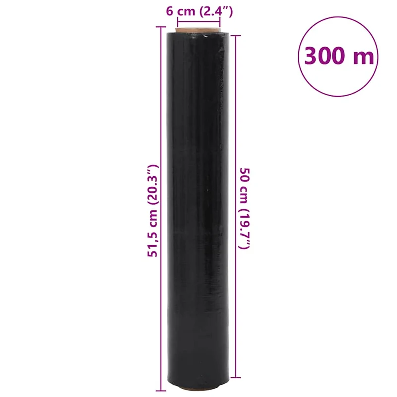 Película extensível 2 unid preto 20 μm 50 cm x 300 m