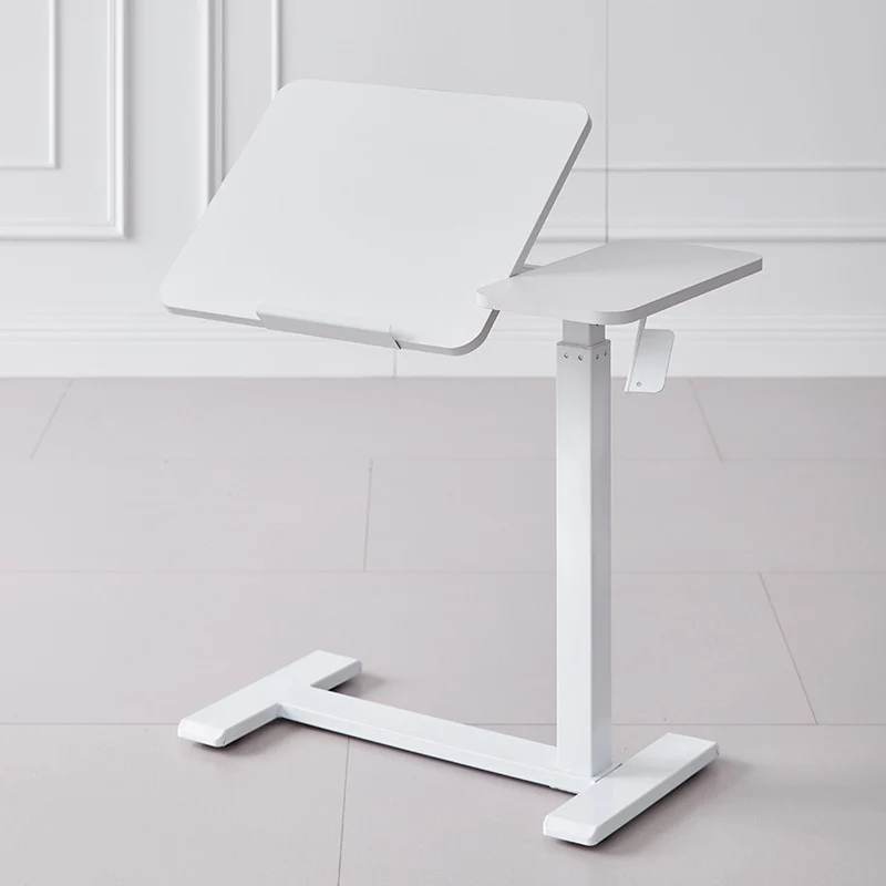 Modern Minimalist Rectangular Medium Density Fiberboard Iron Height-Adjustable Mobile Desk 1-Tier For Home Office
