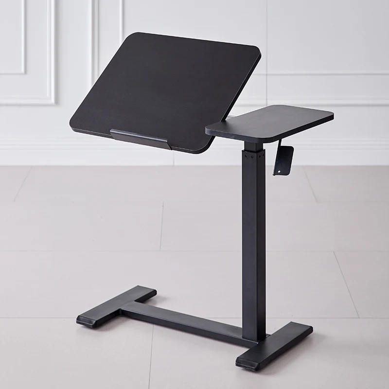 Modern Minimalist Rectangular Medium Density Fiberboard Iron Height-Adjustable Mobile Desk 1-Tier For Home Office