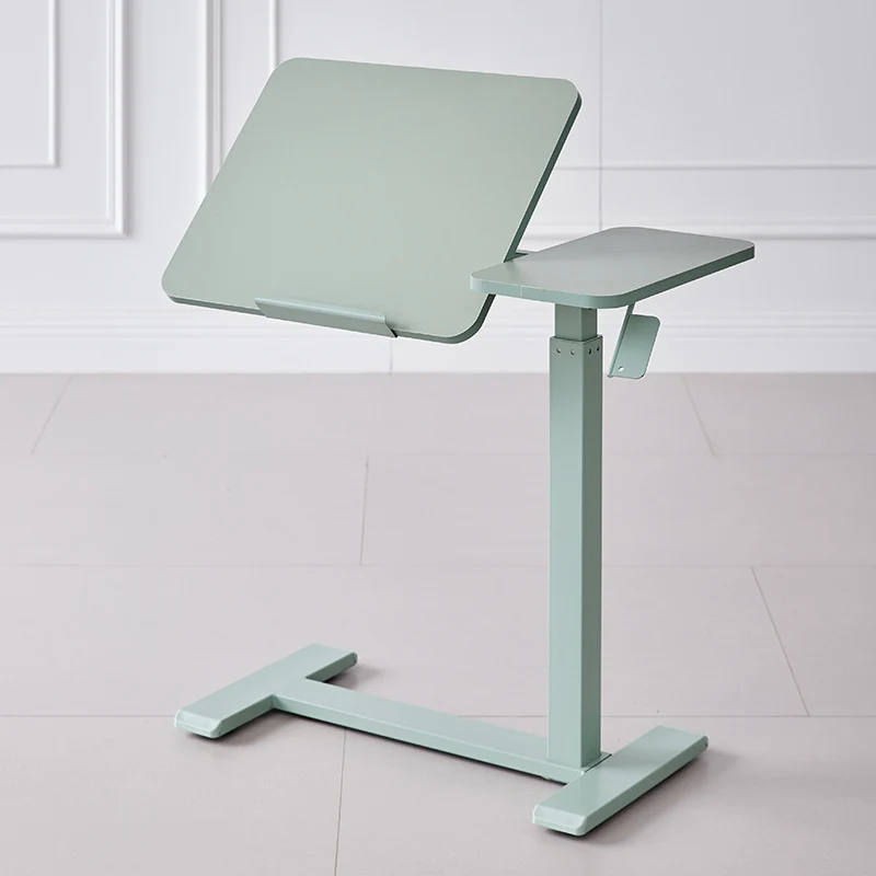 Modern Minimalist Rectangular Medium Density Fiberboard Iron Height-Adjustable Mobile Desk 1-Tier For Home Office