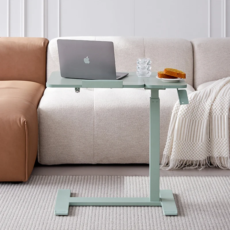 Modern Minimalist Rectangular Medium Density Fiberboard Iron Height-Adjustable Mobile Desk 1-Tier For Home Office