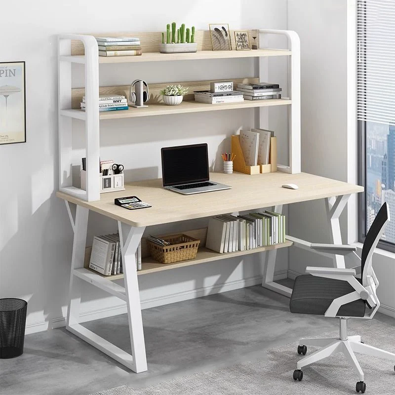 Modern Minimalist HDF Carbon Steel Rectangular Desks 4-tier Storage Shelves For Home Office