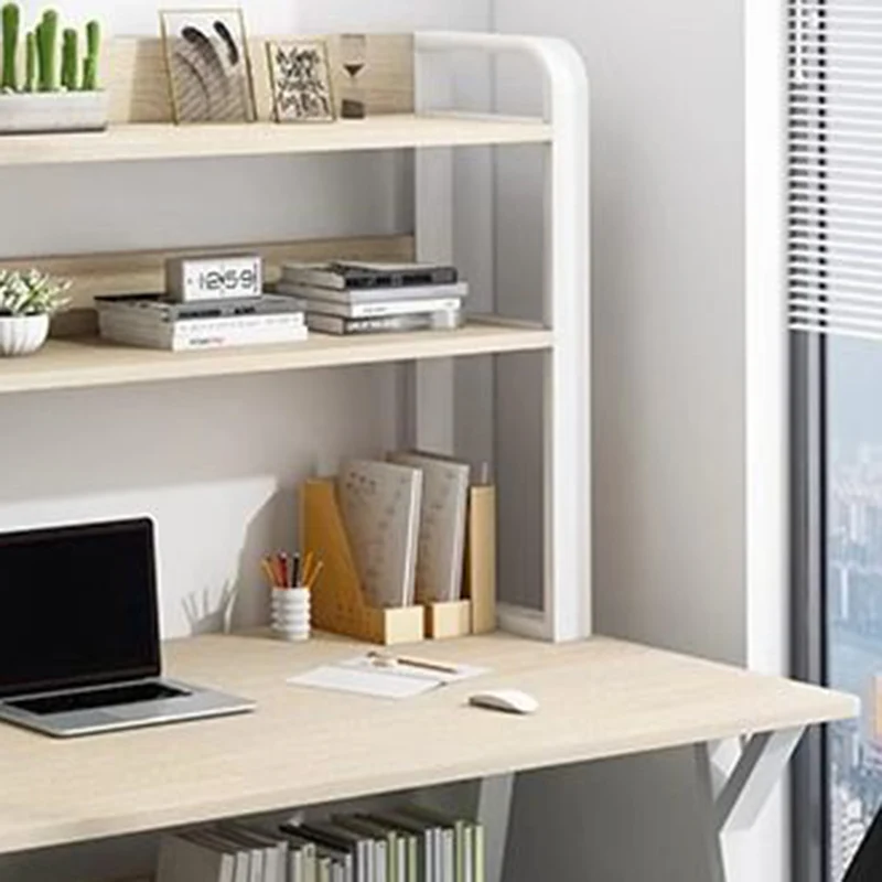 Modern Minimalist HDF Carbon Steel Rectangular Desks 4-tier Storage Shelves For Home Office