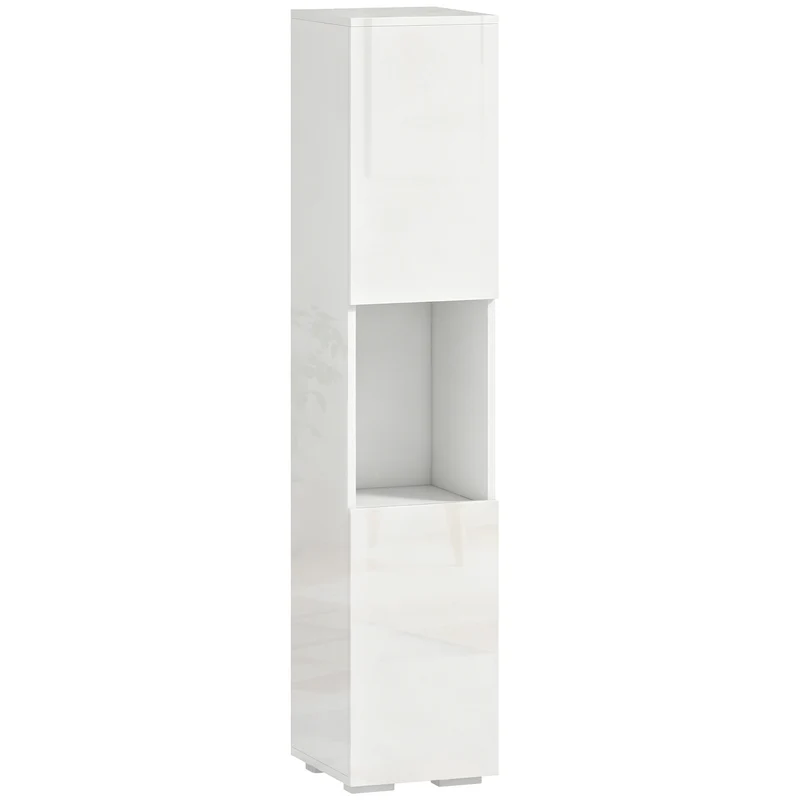 Móvel Multimédia Slim de 5 Prateleiras com Prateleiras Ajustáveis Branco