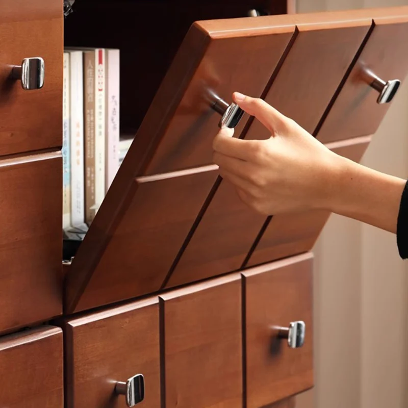 Contemporary Retro Solid Wood & Plywood Rectangular Storage Cabinet With 1 Drawer & 1 Cabinet For Living Room
