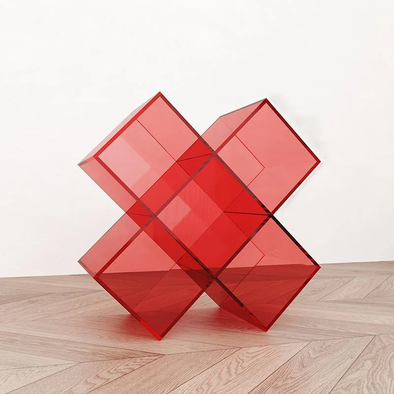 Contemporary Creative Acrylic X-Shaped Bookshelf 5-Storage Compartment For Living Room
