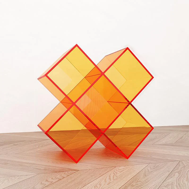 Contemporary Creative Acrylic X-Shaped Bookshelf 5-Storage Compartment For Living Room