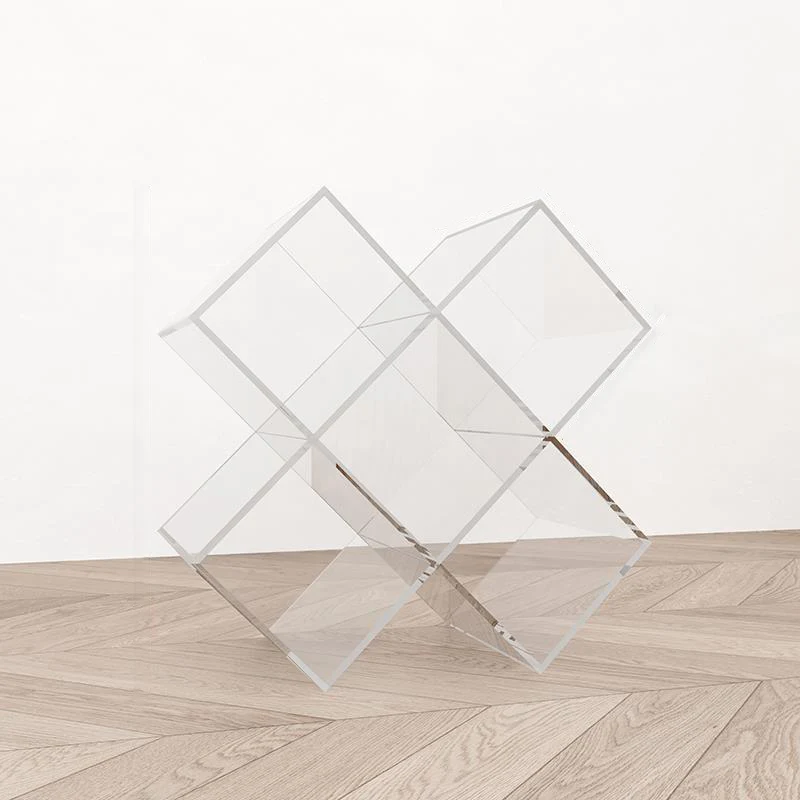 Contemporary Creative Acrylic X-Shaped Bookshelf 5-Storage Compartment For Living Room