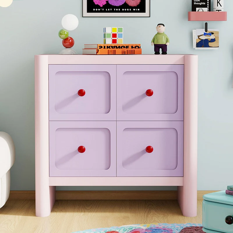 Contemporary Nordic Rectangular E1 Artificial Board Solid Wood Storage Cabinet 4-Drawer For Living Room