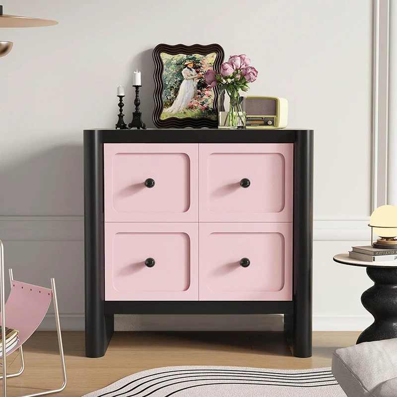 Contemporary Nordic Rectangular E1 Artificial Board Solid Wood Storage Cabinet 4-Drawer For Living Room