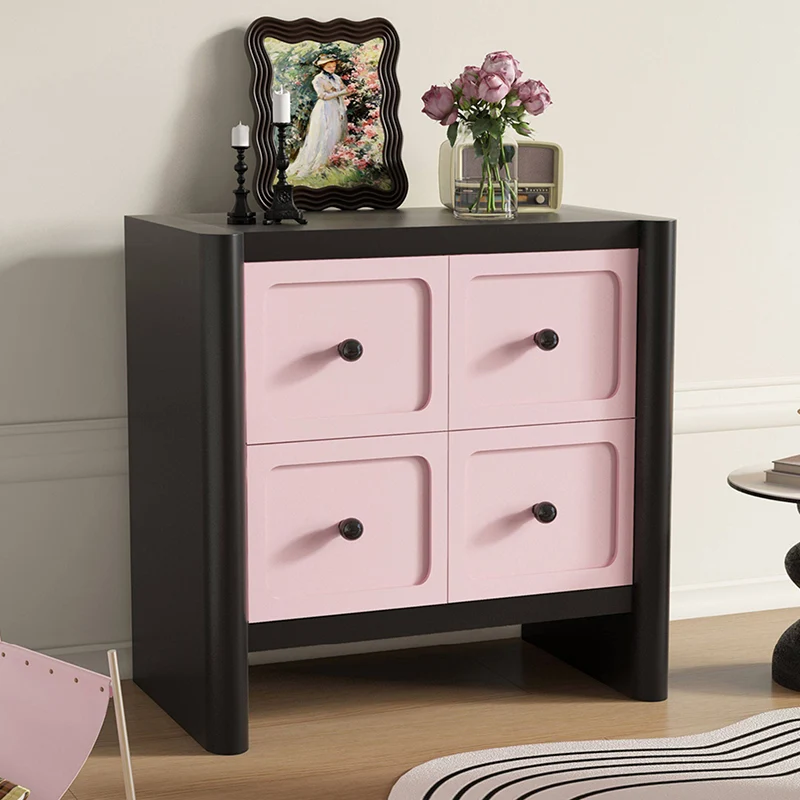 Contemporary Nordic Rectangular E1 Artificial Board Solid Wood Storage Cabinet 4-Drawer For Living Room