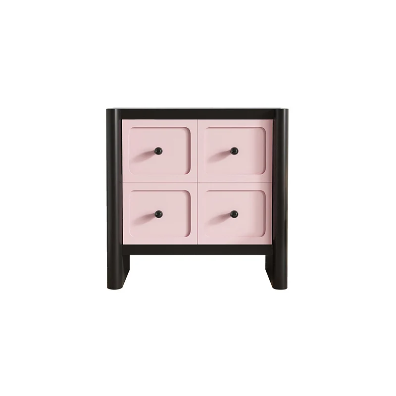 Contemporary Nordic Rectangular E1 Artificial Board Solid Wood Storage Cabinet 4-Drawer For Living Room