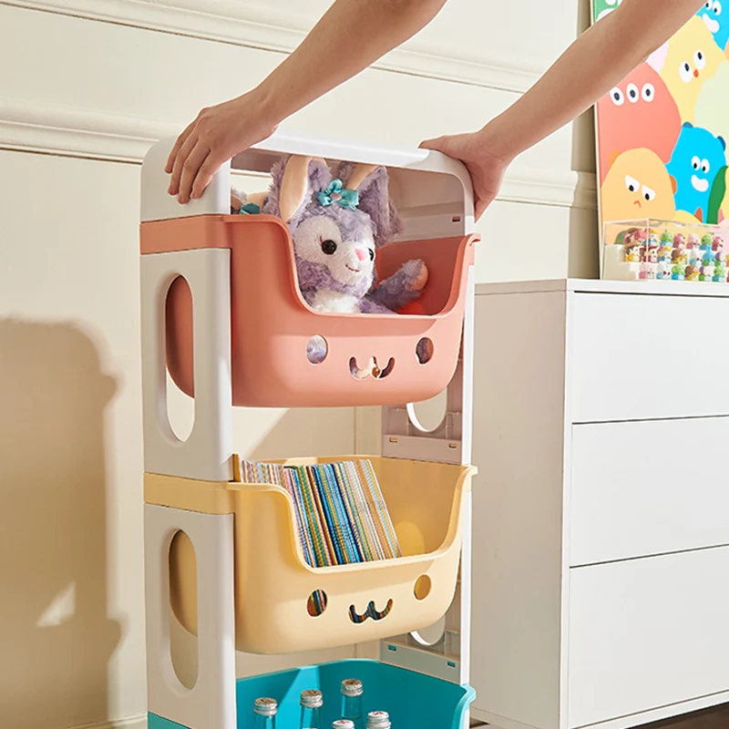 Contemporary Creative Rectangular Cat-Shaped Kids PP Storage Shelf 2/3/4 Tier For Living Room