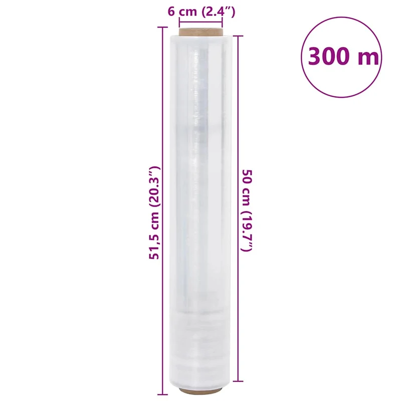 Película extensível 2 unid transparente 30 μm 50 cm x 300 m