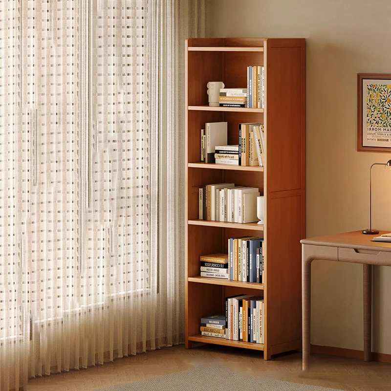 Modern Minimalist Rectangular Nanmu Bamboo Medium Density Fiberboard Bookshelves 3/4/5/6 Tier For Home Office