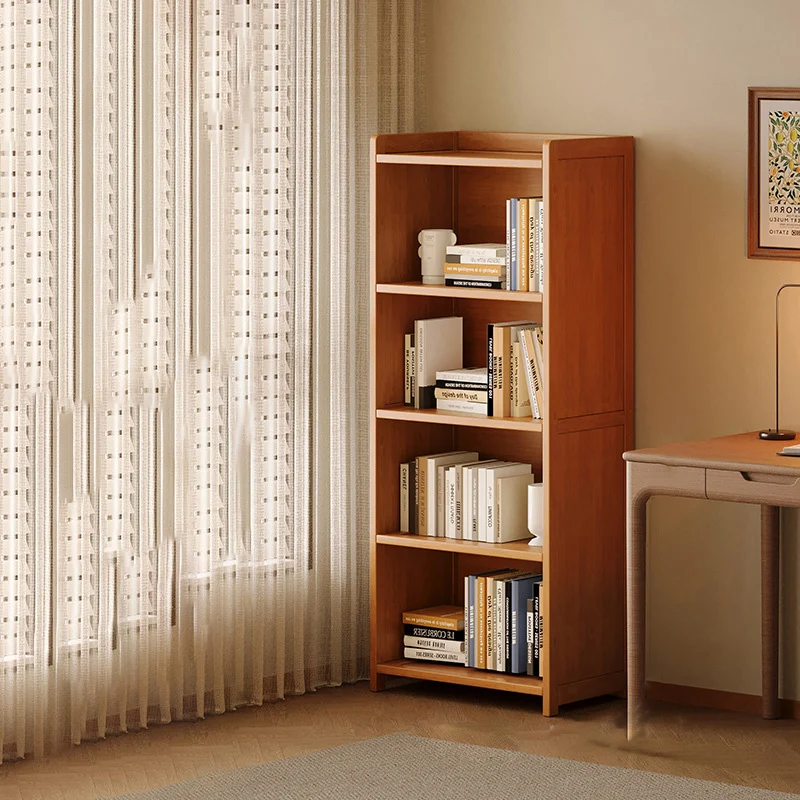 Modern Minimalist Rectangular Nanmu Bamboo Medium Density Fiberboard Bookshelves 3/4/5/6 Tier For Home Office