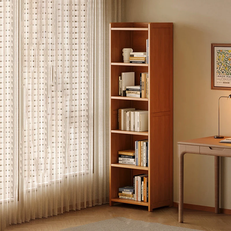 Modern Minimalist Rectangular Nanmu Bamboo Medium Density Fiberboard Bookshelves 3/4/5/6 Tier For Home Office