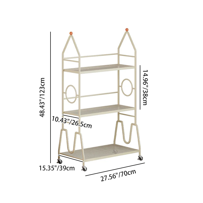 Modern Minimalist Baking Paint Iron Rocket Indoor Movable Flower Storage Shelf 3-Layer For Living Room