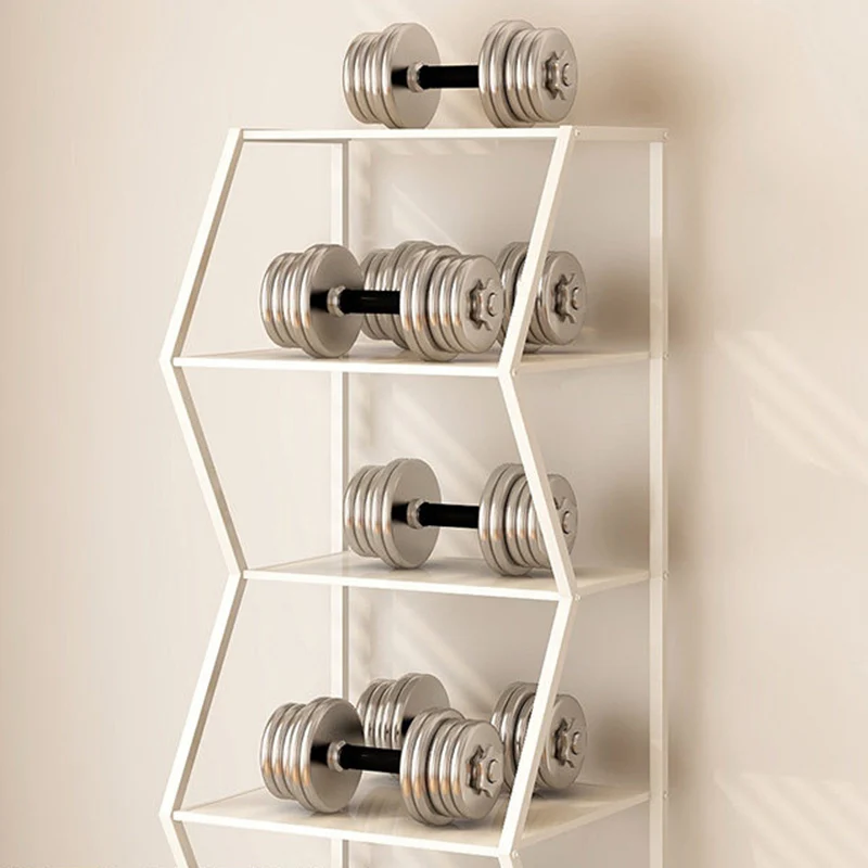 Modern Minimalist Carbon Steel Irregular Trapezoidal Floor-Standing Storage Shelf 6-Layer For Living Room & Study