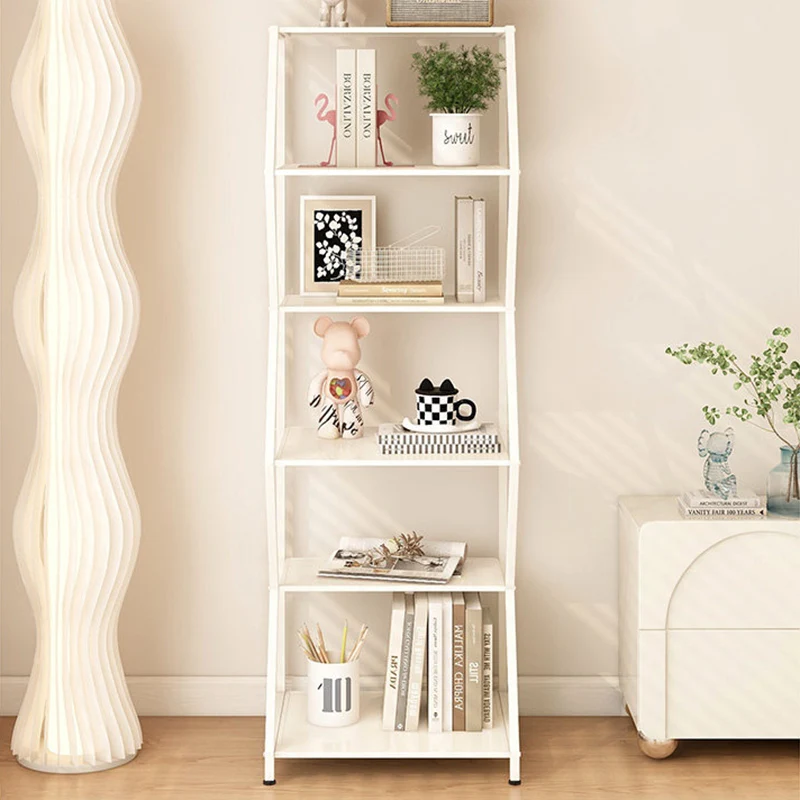 Modern Minimalist Carbon Steel Irregular Trapezoidal Floor-Standing Storage Shelf 6-Layer For Living Room & Study