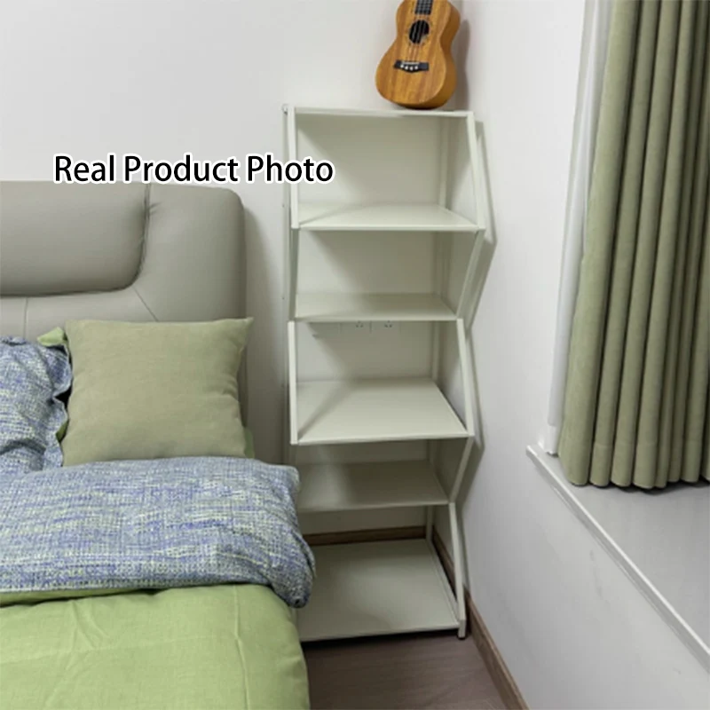 Modern Minimalist Carbon Steel Irregular Trapezoidal Floor-Standing Storage Shelf 6-Layer For Living Room & Study