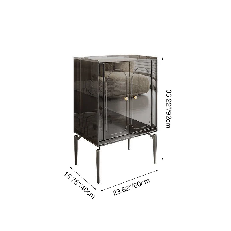 Modern Luxury Acrylic Carbon Steel Rectangular Storage Cabinet 2/4 Tiers For Living Room
