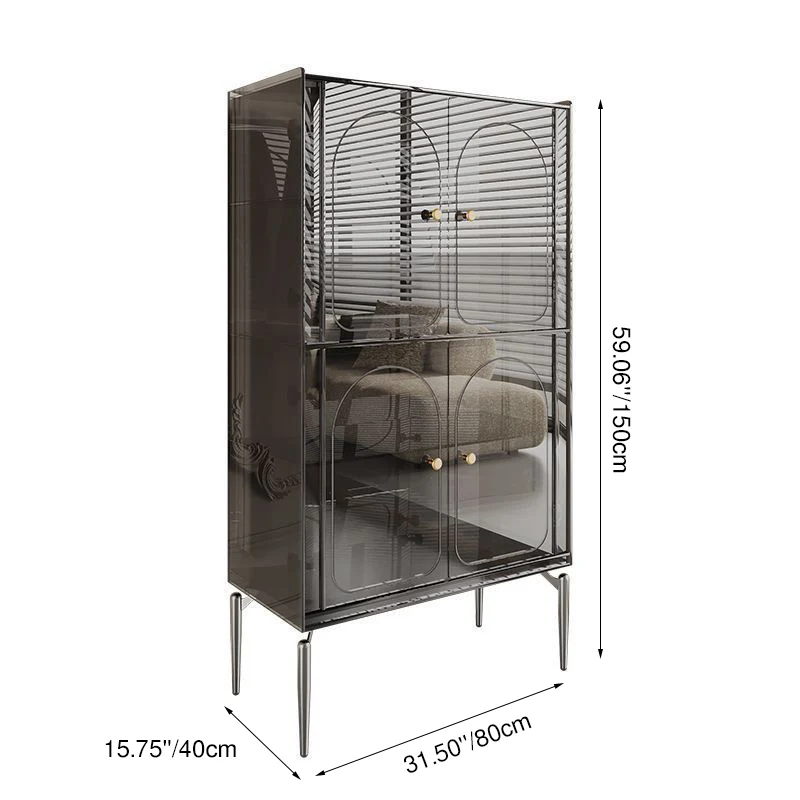 Modern Luxury Acrylic Carbon Steel Rectangular Storage Cabinet 2/4 Tiers For Living Room