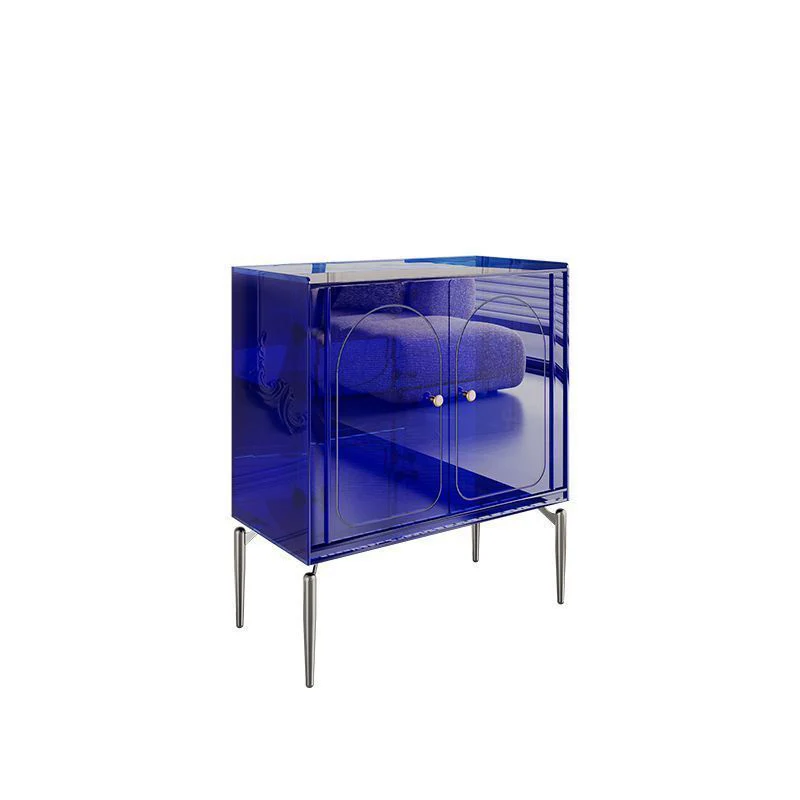 Modern Luxury Acrylic Carbon Steel Rectangular Storage Cabinet 2/4 Tiers For Living Room