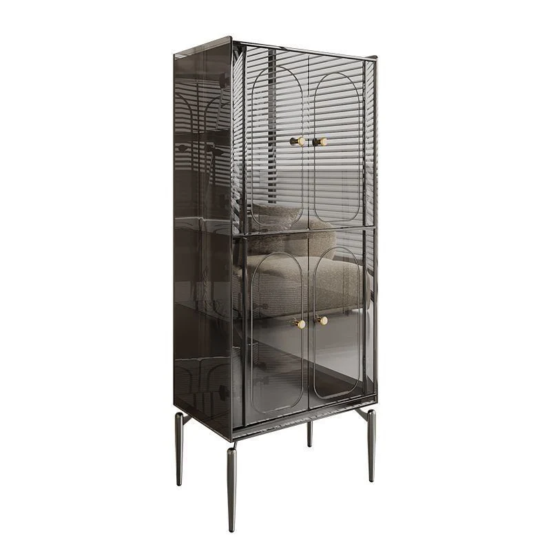 Modern Luxury Acrylic Carbon Steel Rectangular Storage Cabinet 2/4 Tiers For Living Room