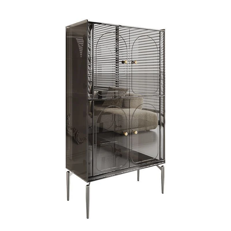 Modern Luxury Acrylic Carbon Steel Rectangular Storage Cabinet 2/4 Tiers For Living Room