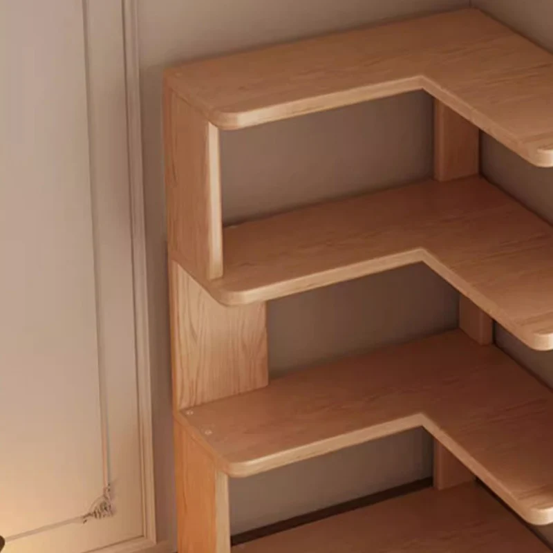 Modern Minimalist Rectangular Rubberwood Eco-Friendly Board Bookshelf Corner Shelf Unit 5/6 Tiers For Home & Office