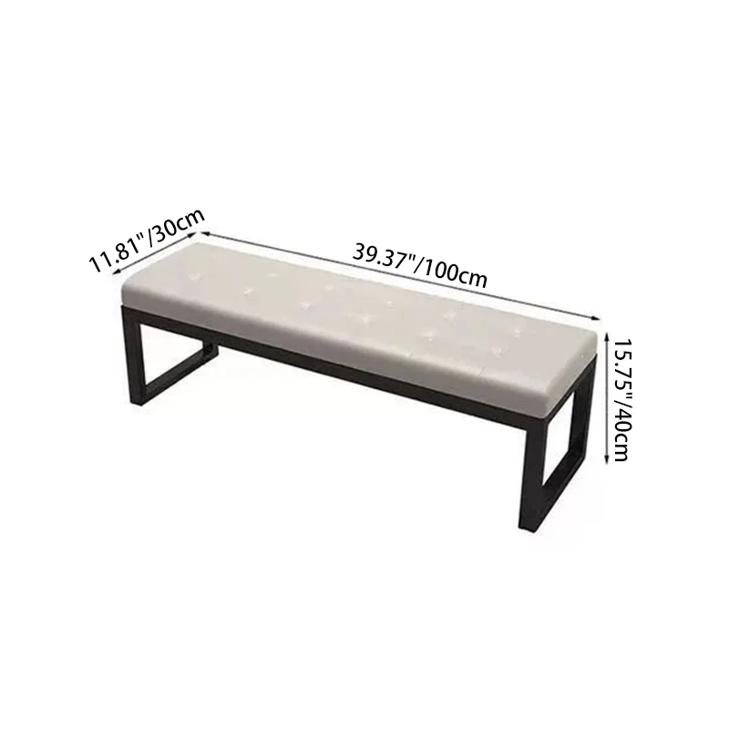 Modern Minimalist Rectangular Cat Scratch Leather Steel Bench For Entryways