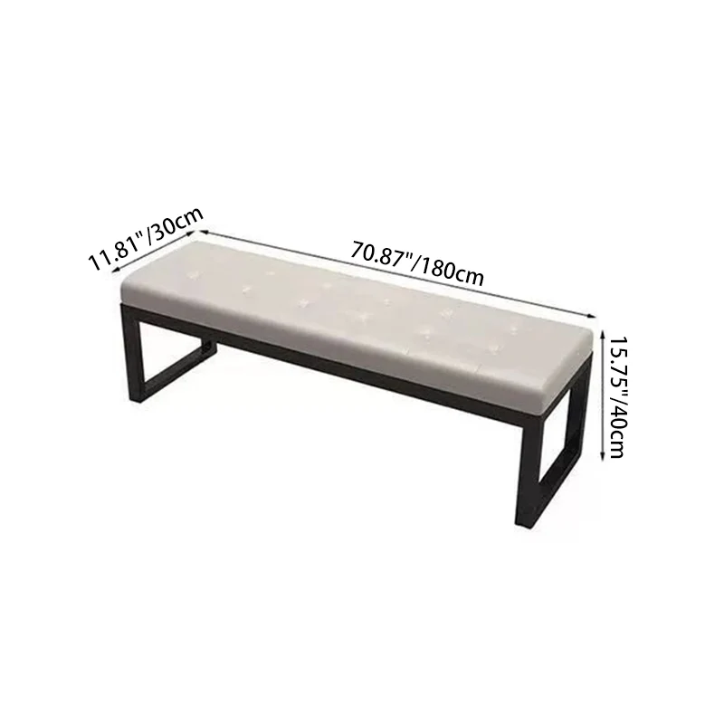 Modern Minimalist Rectangular Cat Scratch Leather Steel Bench For Entryways