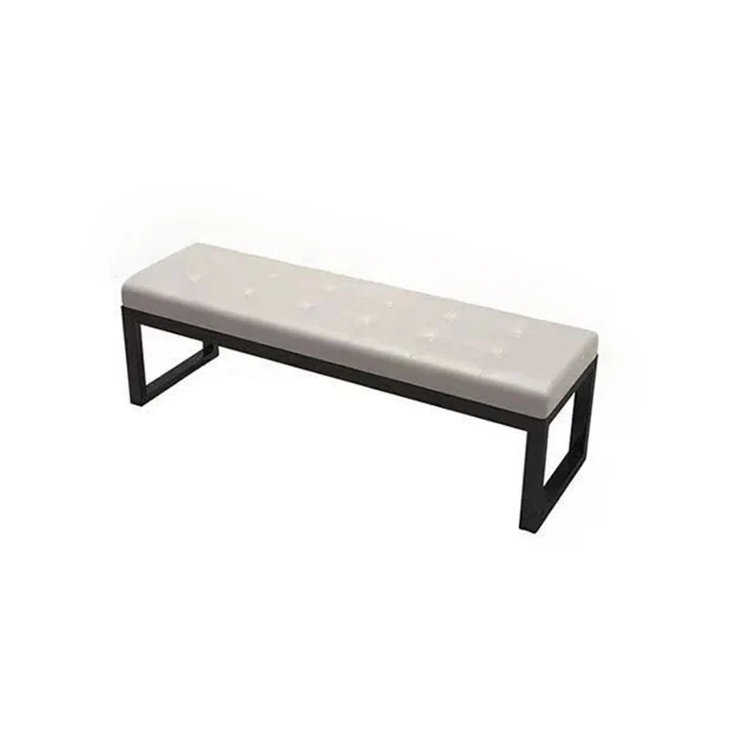 Modern Minimalist Rectangular Cat Scratch Leather Steel Bench For Entryways