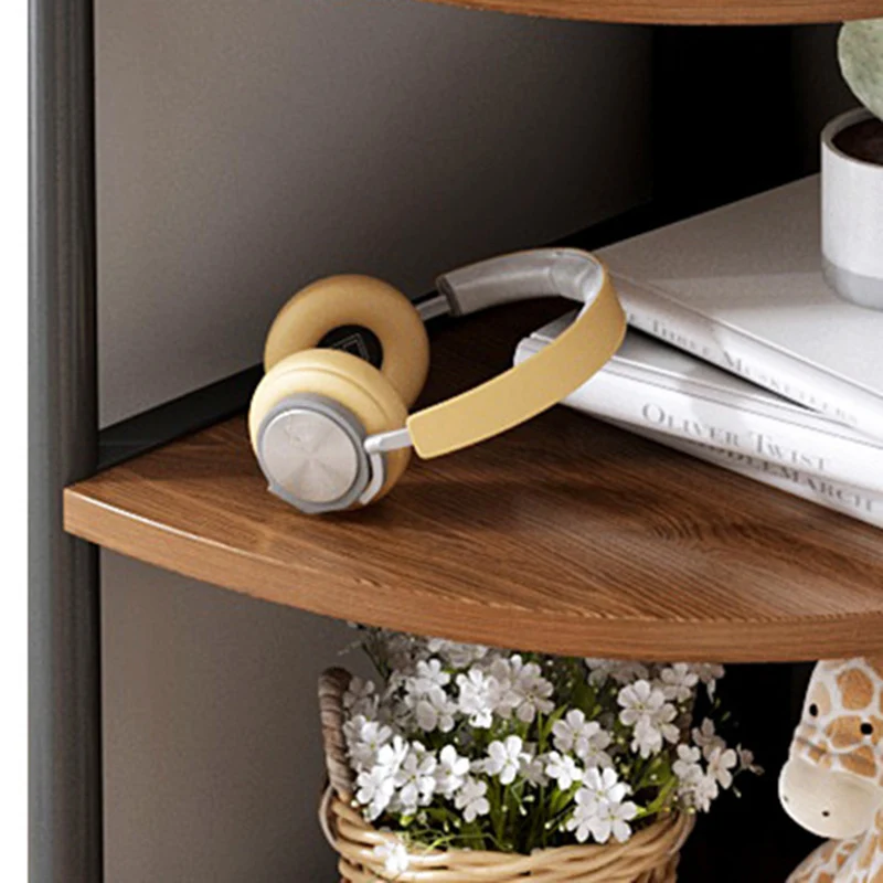 Modern Minimalist Fan-shaped MDF Steel Corner Shelf Unit 5-Tier For Living Room