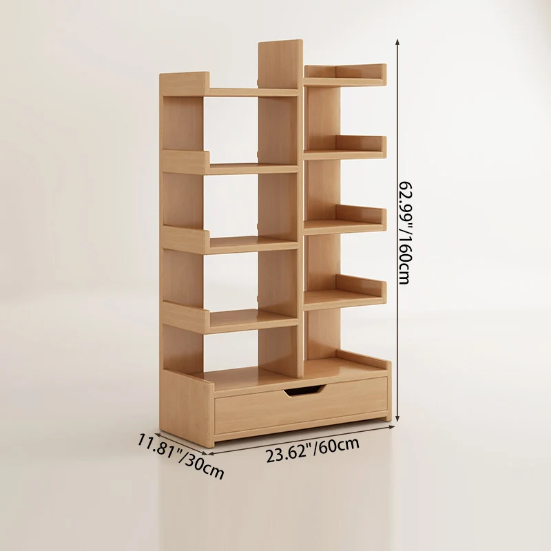 Modern Minimalist Rectangular Solid Wood Eco Board Bookshelf 9-Tier For Living Room