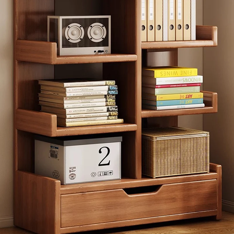 Modern Minimalist Rectangular Solid Wood Eco Board Bookshelf 9-Tier For Living Room