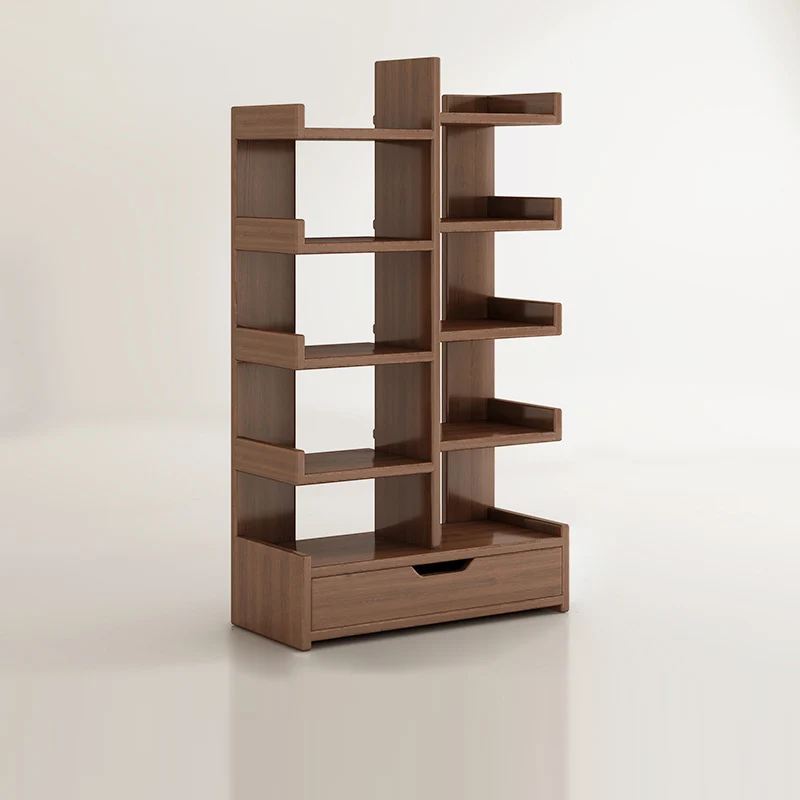 Modern Minimalist Rectangular Solid Wood Eco Board Bookshelf 9-Tier For Living Room