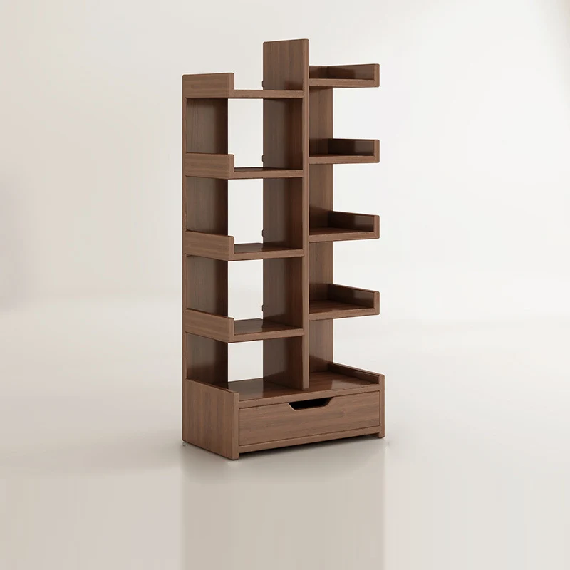 Modern Minimalist Rectangular Solid Wood Eco Board Bookshelf 9-Tier For Living Room